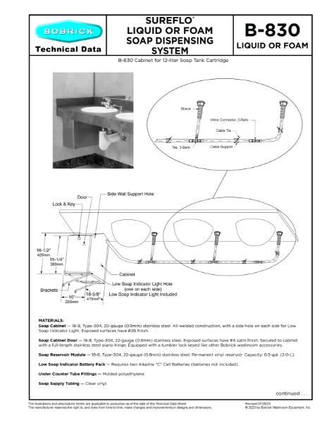 SureFlo® Liquid or Foam Soap Dispensing System - B-830