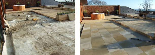 Natural stone paving using pedestals - Douglas, Isle of Man