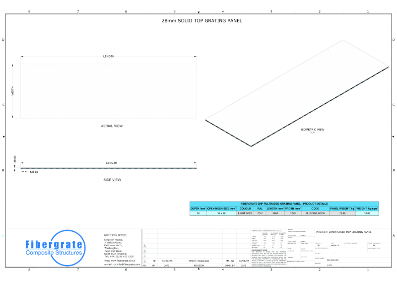 28mm SOLID TOP GRATING PANEL