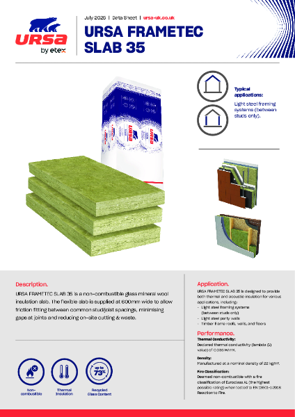 URSA FRAMETEC SLAB 35 - Datasheet