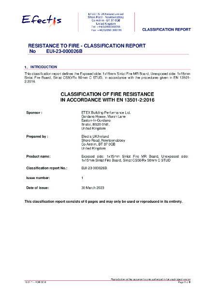 Fire classification report EUI-23-000026B