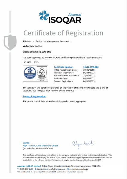 ISO 14001:2015 Blaenau Ffestiniog
