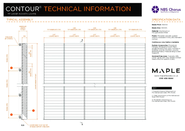 Maple Facades Contour® MF-L300EP Acoustic Louvre Datasheet 2026