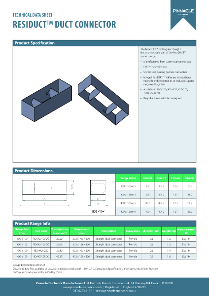 ResiDUCT Datasheet - Duct Connector