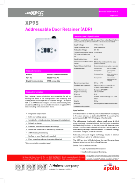 XP95 Addressable Door Retainer (ADR)