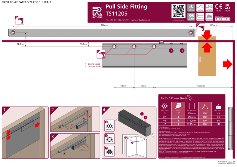TS.11205 Fitting Instructions – Pull side (standard arm)