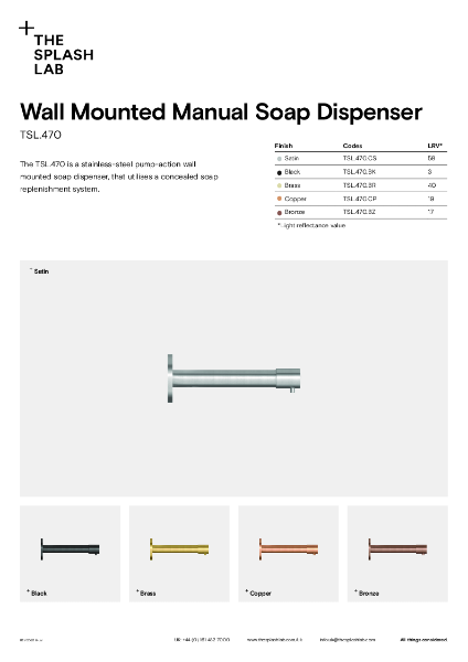 Wall Mounted Manual Soap Dispenser Datasheet