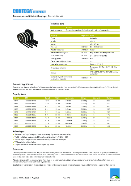 Contega Fiden Exo Technical Datasheet