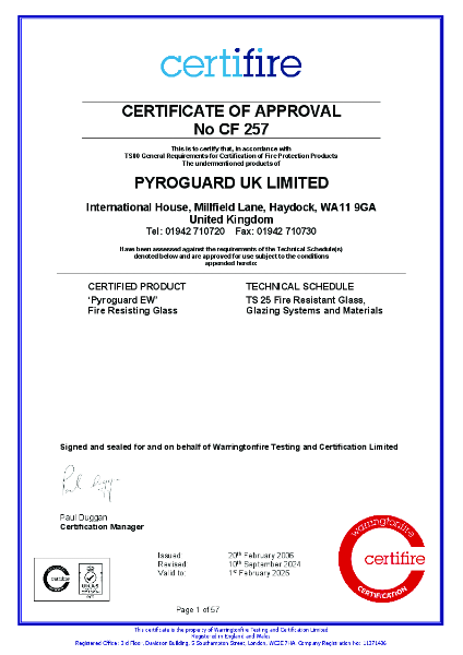 Certifire Certificate of Approval - CF257