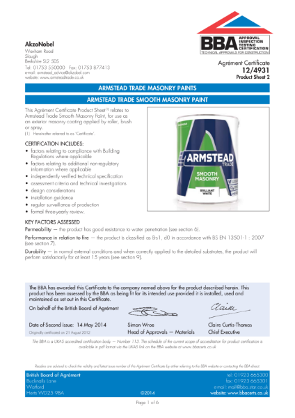 ARMESTEAD TRADE SMOOTH MASONRY PAINT