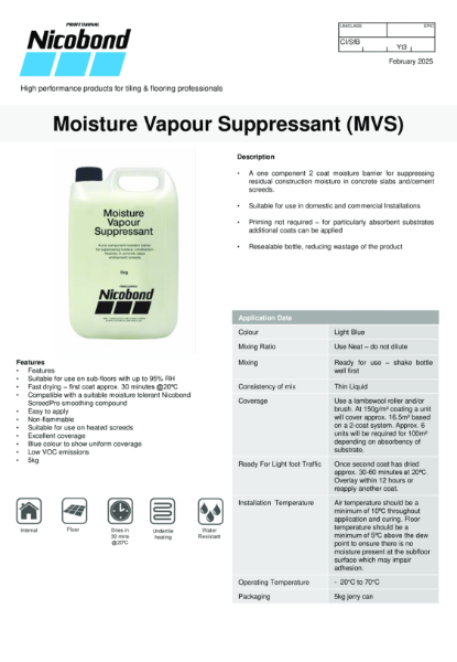 Moisture Vapour Suppresant (MVS) Datasheet