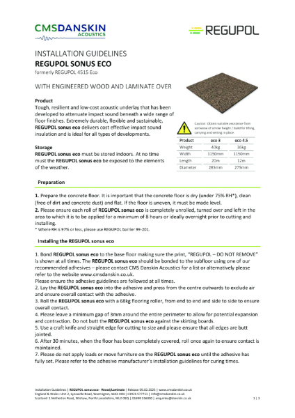 REGUPOL SONUS ECO 3 - Technical Data Sheet