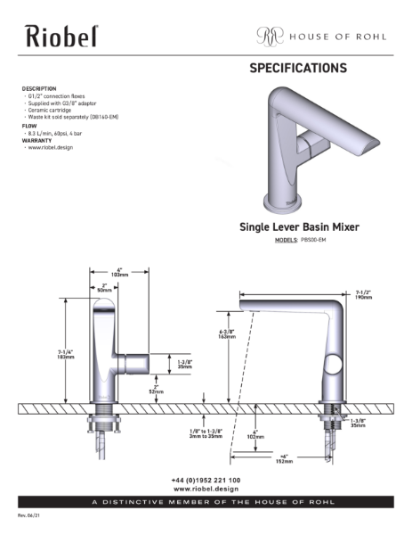 Parabola Single Lever Basin Mixer - PDS