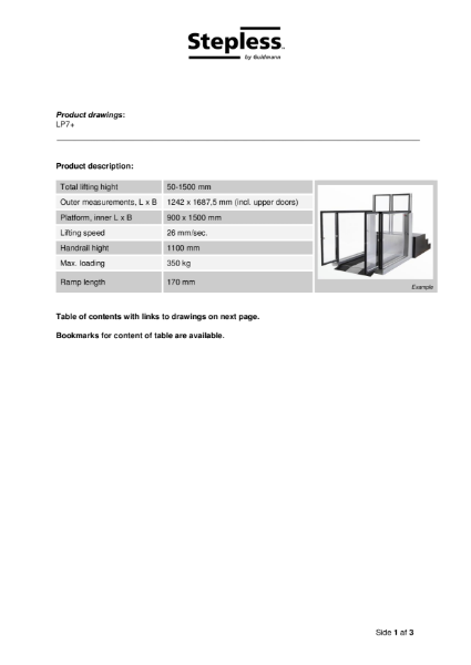 Stepless LP7+ lifting platform - Technical Drawings