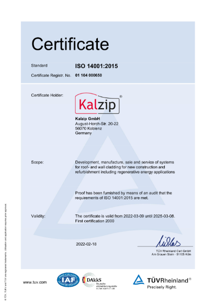 Kalzip ISO 14001