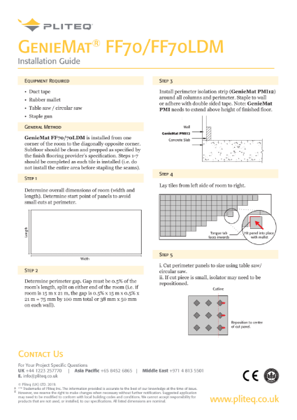 GenieMat FF70/FF70LDM Installation Guide