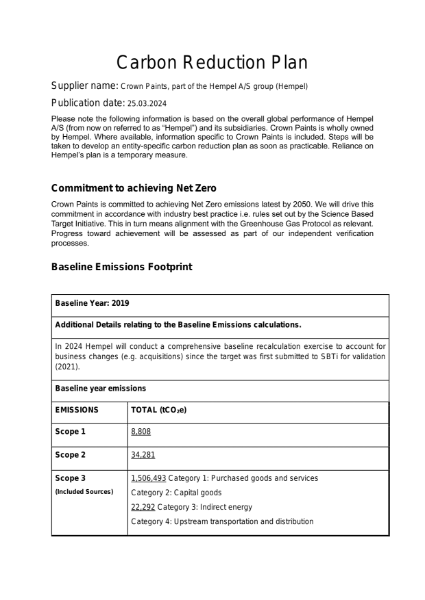 Crown Paints Carbon Reduction Plan