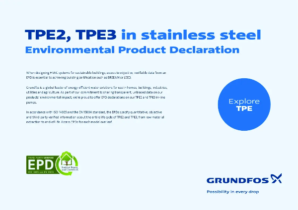 TPE2, TPE3 in stainless steel - Environmental Product Declarations (EPDs)