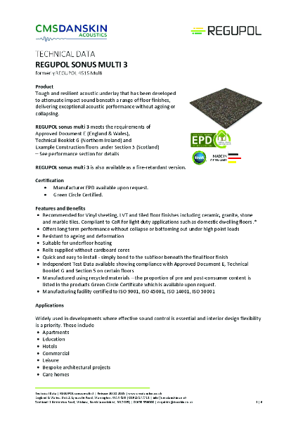 REGUPOL sonus multi 3 (REGUPOL 4515 Multi 3mm) - TD-en-UK Release 30 10 2025