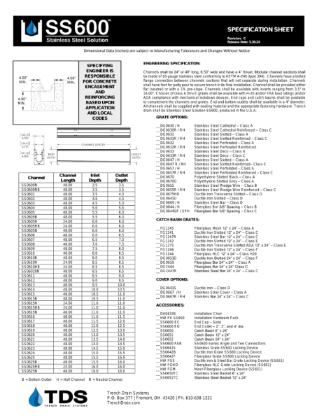 SS600 System Specification Sheet