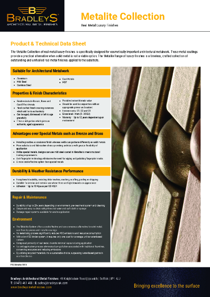 Metalite Collection Product & Technical Data Sheet