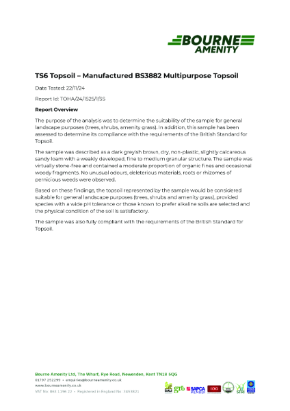 TS6 Topsoil (Manufactured BS3882 Multipurpose Topsoil)