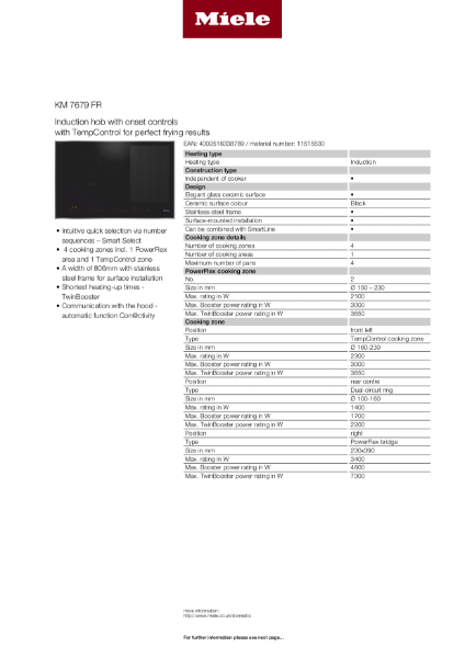 KM 7679 FR Product Data Sheet