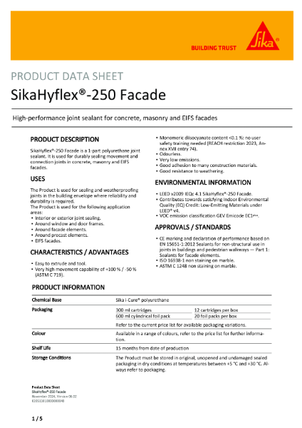 SikaHyflex®-250 Facade PDS