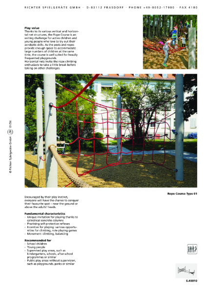 Timberplay Climbing Structure Frames - Rope Course Type 01 - Datasheet