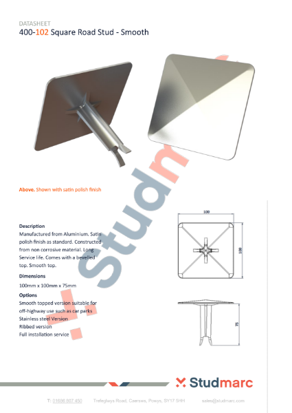 Aluminium Plain Top Road Stud - Datasheet