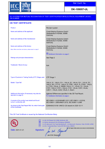 IEC System for Mutual Recognition of Test Certificates for Electrical Equipment (IECEE) CB Scheme – DK-109057-UL