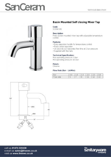 Press Action Self-closing Mixer Tap - SCBW106