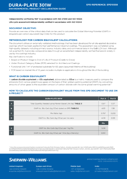 Dura Plate 301W EPD Certificate