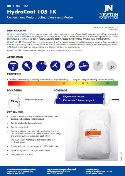Newton HydroCoat 105 1K - Technical Data Sheet