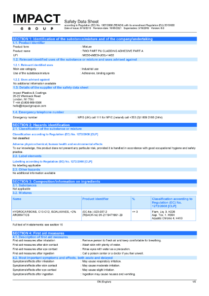 ImpactPUR® Two-part Wall Cladding Adhesive - Part A