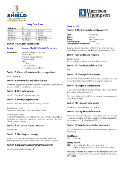Safety Data Sheet - PVCu Extruded