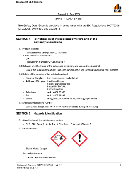 Strongcoat SL2 Hardener SDS