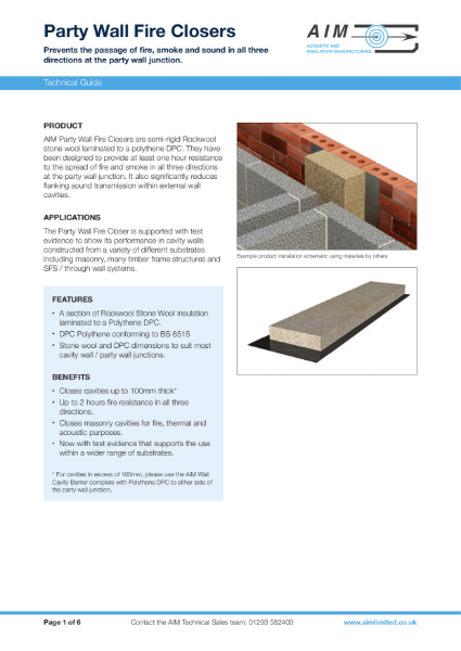 AIM Party Wall Fire Closer Technical Guide 2022