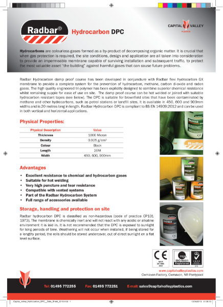 RADBAR Hydrocarbon DPC Data Sheet