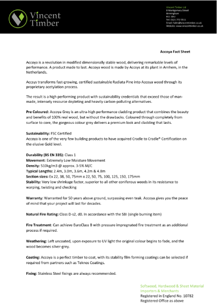 Accoya Timber Cladding Data Sheet