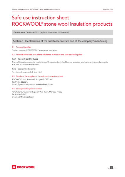 ROCKWOOL's Safety Datasheet