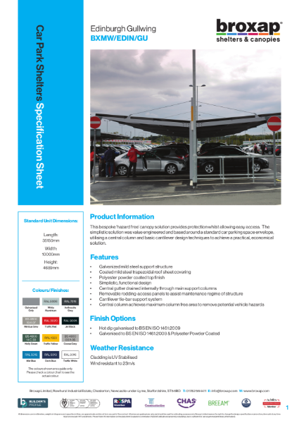 Edinburgh Canopy Specification Sheet