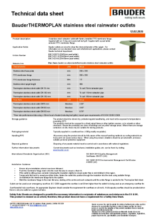 Bauder Thermoplan Stainless Steel Rainwater Outlets