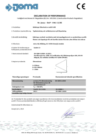 DoP Prestandadeklaration - Balkstege