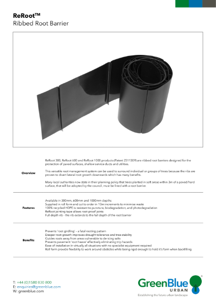 GBU ReRoot Root Barrier Datasheet