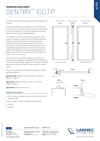 Sentry 100-TP Technical Data Sheet