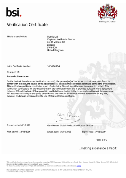 BS 8458:2015 Certificate