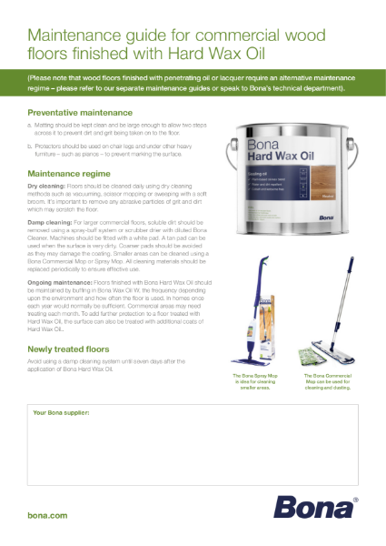 Maintenance Guide for Floors finished with Hard Wax Oil