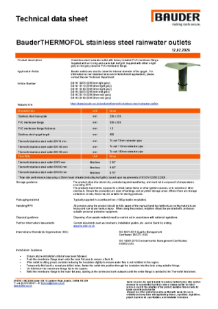 Bauder Thermofol Stainless Steel Rainwater Outlets