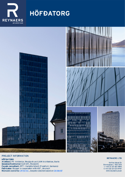 Case Study: HÖFÐATORG, featuring CW 68-EF element facade, aluminium curtain wall